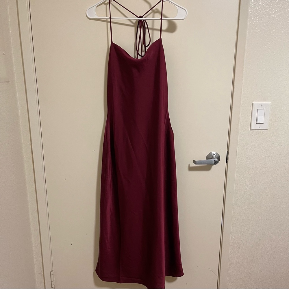 Divided by H&M Women's Burgundy Red Tie-Detail Slip Dress (Size S)